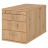 Cassettiera con rotelle SIGNA TC30 in frassino rovere con quattro cassetti e maniglie a ponte argentate di hjh OFFICE PRO