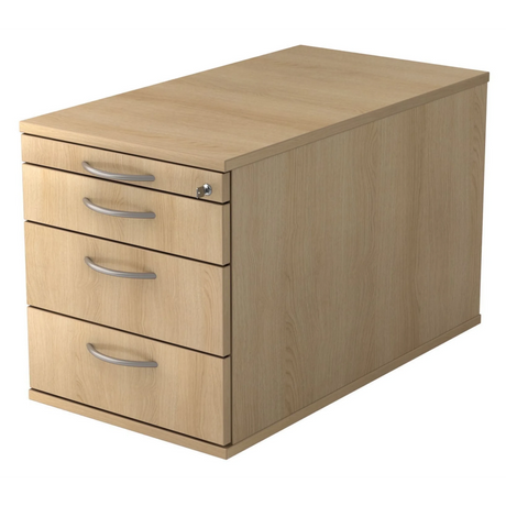 Cassettiera con rotelle SIGNA TC30 in effetto rovere con quattro cassetti e maniglie a ponte di hjh OFFICE PRO