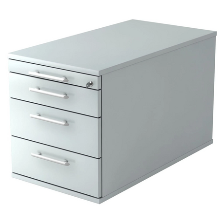 Cassettiera con rotelle SIGNA TC30 grigia in plastica con quattro cassetti e maniglie a barra di hjh OFFICE PRO