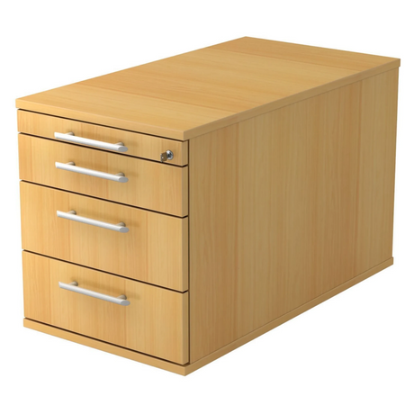Cassettiera con rotelle SIGNA TC30 in decoro color faggio con quattro cassetti e maniglie a barra di hjh OFFICE PRO