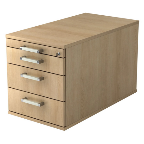 Cassettiera con rotelle SIGNA TC30 in effetto rovere con quattro cassetti e maniglie cromate di hjh OFFICE PRO