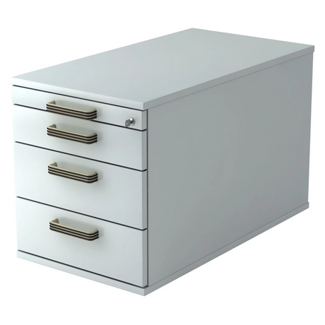Cassettiera con rotelle SIGNA TC30 grigia in plastica con quattro maniglie a strisce di hjh OFFICE PRO
