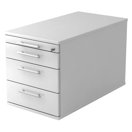 Cassettiera con rotelle SIGNA TC30 bianca in plastica con quattro cassetti e maniglie a barra di hjh OFFICE PRO