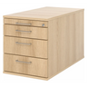 Cassettiera con rotelle SIGNA TC30 effetto rovere con quattro cassetti e maniglie a ponte argentate di hjh OFFICE PRO