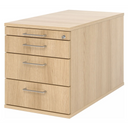 Cassettiera con rotelle SIGNA TC30 effetto rovere con quattro cassetti e maniglie a ponte argentate di hjh OFFICE PRO