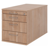 Cassettiera con rotelle SIGNA TC30 in aspetto noce con quattro cassetti e maniglie in metallo di hjh OFFICE PRO