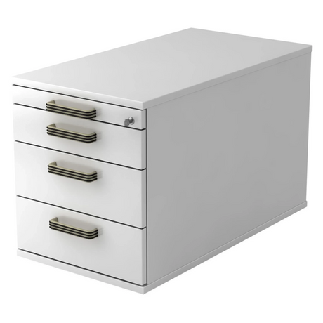 Cassettiera con rotelle SIGNA TC30 bianca in plastica con quattro maniglie a strisce di hjh OFFICE PRO