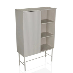 Scaffale grigio SIO con una porta scorrevole e due vani a giorno su gambe in metallo di hjh LIVING