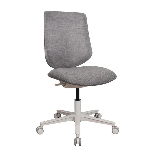 Sedia Home Office Sitflex Lady con rivestimento in tessuto grigio e base bianca su ruote di hjh OFFICE