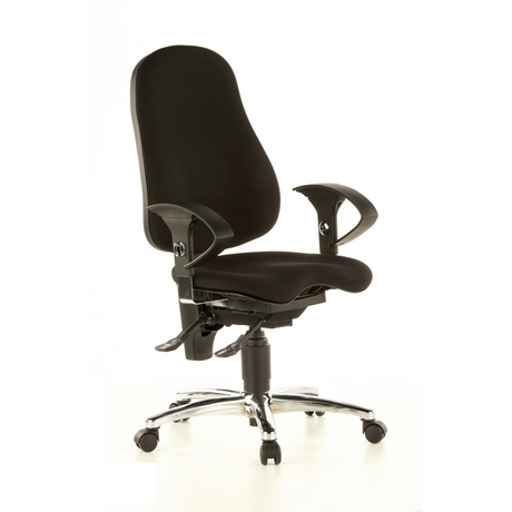 Sedia da ufficio professionale SITNESS 10 nera con braccioli e base lucidata di Topstar