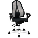 Sedia da ufficio professionale SITNESS 15 U2 in nero con schienale in rete e base lucida di Topstar