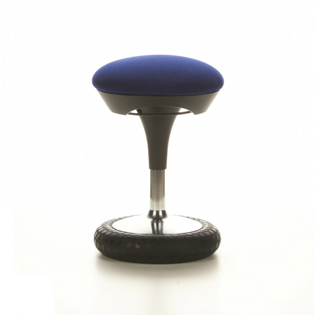 Ausilio per la posizione eretta blu SITNESS 20 con seduta rotonda imbottita e anello poggiapiedi nero di Topstar
