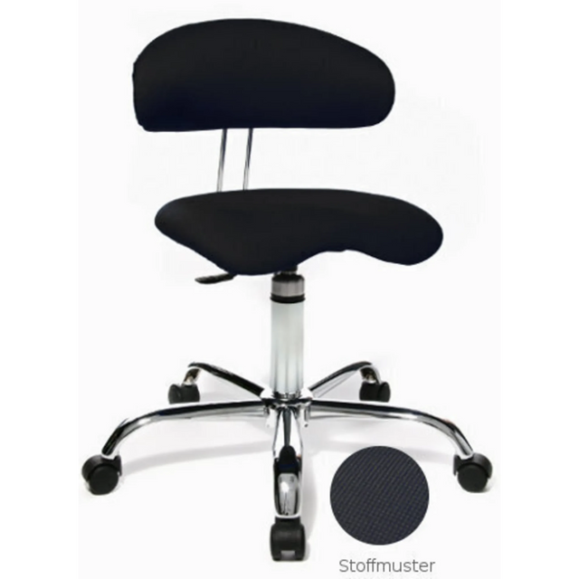 Sgabello girevole SITNESS 40 nero con imbottitura, base cromata e ruote di Topstar