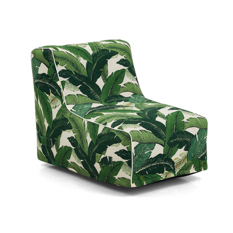 Divano Gonfiabile Sitzolo Air verde con motivo a foglie tropicali e sfondo bianco di hjh LIVING