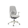 Sedia da ufficio professionale Skandis in bianco-grigio con schienale in rete e base a rotelle di hjh OFFICE