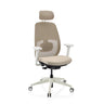 Sedia da ufficio professionale Skandis Pro in beige con telaio bianco e poggiatesta di hjh OFFICE