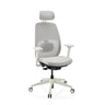 Sedia da ufficio professionale Skandis Pro in grigio con struttura bianca e poggiatesta di hjh OFFICE