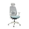 Sedia da ufficio professionale Skandis Pro con seduta verde menta, rivestimento in rete grigia e poggiatesta di hjh OFFICE