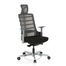High-end Sedia da ufficio SKARIF in nero e grigio con schienale in rete e poggiatesta di hjh OFFICE