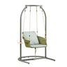 Sedia sospesa verde Skylo con cuscino a righe e struttura grigia di hjh LIVING