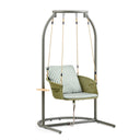 Sedia sospesa verde Skylo con cuscino a righe e struttura grigia di hjh LIVING