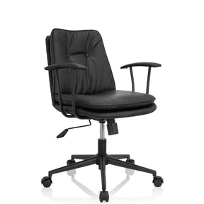 Sedia Home Office SMALLO nera con rivestimento in ecopelle e braccioli di hjh OFFICE
