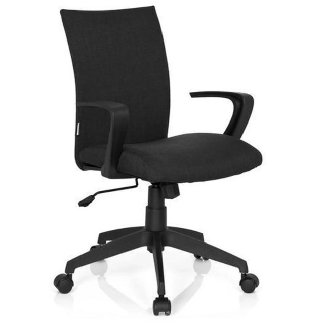 Sedia Home Office SOFT con rivestimento in tessuto nero e braccioli di hjh OFFICE