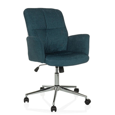 Sedia Home Office SOLAO 400 con rivestimento in tessuto color petrolio e base a stella lucida di hjh OFFICE