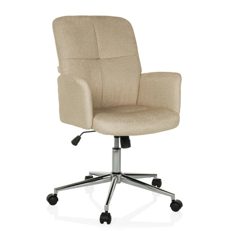 Sedia Home Office SOLAO 400 con rivestimento in tessuto beige e base a stella lucida con ruote di hjh OFFICE