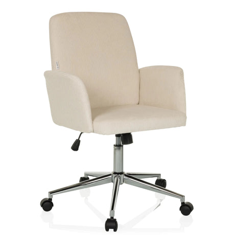 Sedia Home Office SOLAO CORD con rivestimento in corduroy beige e base a stella lucida di hjh OFFICE