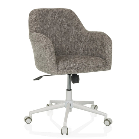 Sedia Home Office SOLAO HOME con rivestimento in tessuto grigio e base a stella bianca con rotelle di hjh LIVING