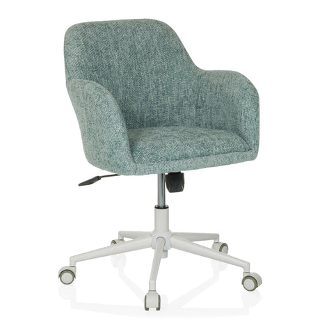 Sedia Home Office SOLAO HOME in menta con scocca rivestita in tessuto e base bianca di hjh LIVING