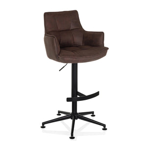 Sgabello da bar marrone SOLAO LIFE HIGH con scocca imbottita e base a stella nera di hjh LIVING