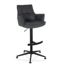 Sgabello da bar SOLAO LIFE HIGH antracite con imbottitura, braccioli e base a croce nera di hjh LIVING