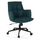 Sedia Home Office SOLAO LIFE con rivestimento in tessuto blu scuro e base a stella nera con ruote di hjh LIVING