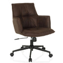 Sedia Home Office SOLAO LIFE con rivestimento marrone scuro e base a rotelle nera di hjh LIVING