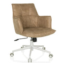 Sedia Home Office SOLAO LIFE W beige con rivestimento in ecopelle trapuntata e base bianca di hjh LIVING