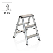 Scala richiudibile in alluminio SOLID con tre gradini e un'altezza di 59 cm di hjh OFFICE