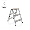 Scala richiudibile in alluminio SOLID con tre gradini e un'altezza di 59 cm di hjh OFFICE