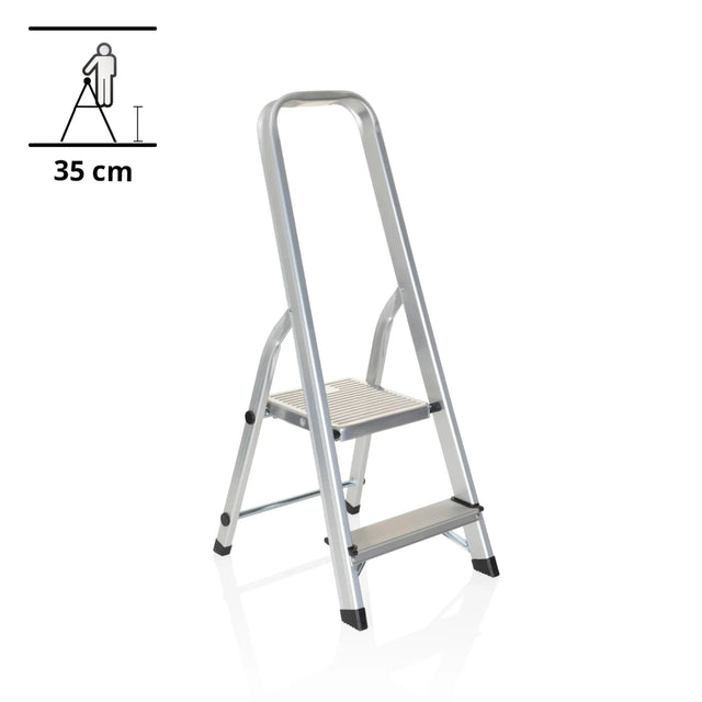 Scala richiudibile in alluminio SOLID I con due gradini e maniglia integrata di hjh OFFICE