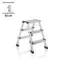 Scala richiudibile in alluminio SOLID IV con tre gradini e piedini neri di hjh OFFICE