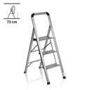 Scala richiudibile SOLID V in alluminio argento con tre gradini e maniglia di sicurezza di hjh OFFICE