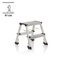 Scala richiudibile a due gradini SOLID VI in alluminio argento con piedini in gomma neri di hjh OFFICE