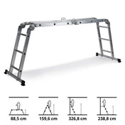 Scala richiudibile in alluminio SOLID W3 con dodici gradini in diverse posizioni di hjh OFFICE