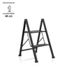 Scala richiudibile SOLID W5 nera con due gradini e un'altezza di 48 cm di hjh OFFICE