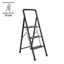 Scala richiudibile SOLID W6 nera con tre gradini e un manico di hjh OFFICE