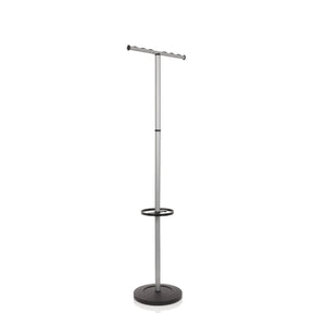 Appendiabiti argento SPACE I con un ripiano e base rotonda di hjh OFFICE
