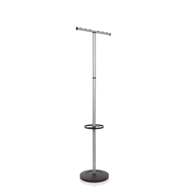 Appendiabiti argento SPACE I con un ripiano e base rotonda di hjh OFFICE