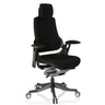 Sedia da ufficio professionale SPEKTRE BLACK nera con rivestimento in tessuto, poggiatesta e braccioli di hjh OFFICE