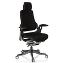 Sedia da ufficio professionale SPEKTRE BLACK nera con rivestimento in tessuto, poggiatesta e braccioli di hjh OFFICE